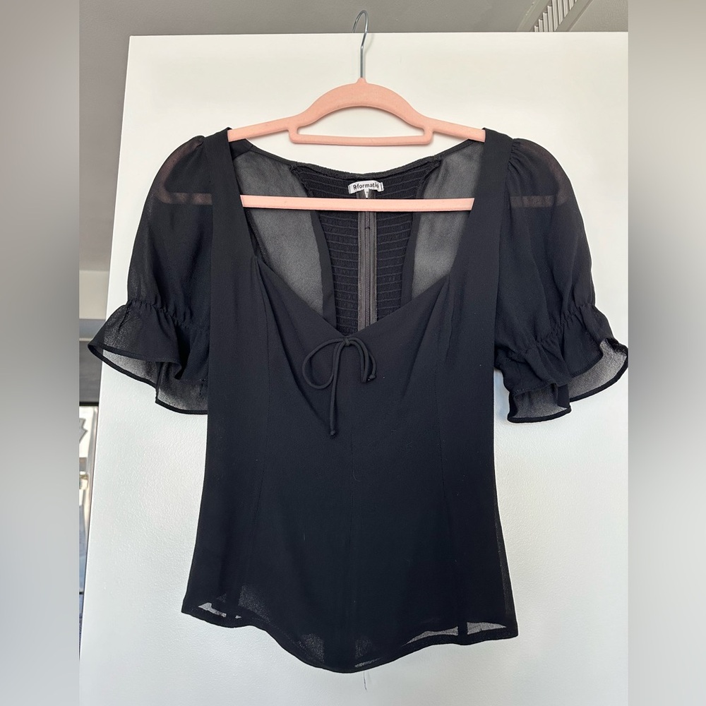 Black cap sleeve Reformation blouse